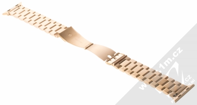 1Mcz Kovový řemínek pro Apple Watch 42mm, Watch 44mm, Watch 45mm, Watch Ultra 49mm růžově zlatá (rose gold) rozepnuté zezadu