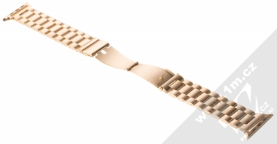 1Mcz Kovový řemínek pro Apple Watch 42mm, Watch 44mm, Watch 45mm, Watch Ultra 49mm růžově zlatá (rose gold) rozepnuté