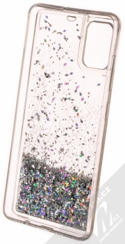 1Mcz Liquid Diamond Sparkle ochranný kryt s přesýpacím efektem třpytek pro Samsung Galaxy A51 stříbrná (silver) zepředu