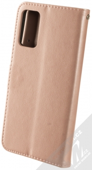 1Mcz Marten Strap Book flipové pouzdro pro Xiaomi Redmi Note 10 5G, Poco M3 Pro růžově zlatá (rose gold) zezadu