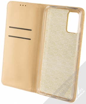 1Mcz Shining Book třpytivé flipové pouzdro pro Samsung Galaxy A02s zlatá (gold) otevřené