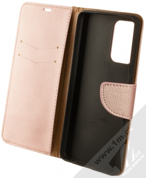 1Mcz Stranding Book flipové pouzdro pro Samsung Galaxy A72, Galaxy A72 5G růžově zlatá (rose gold) otevřené