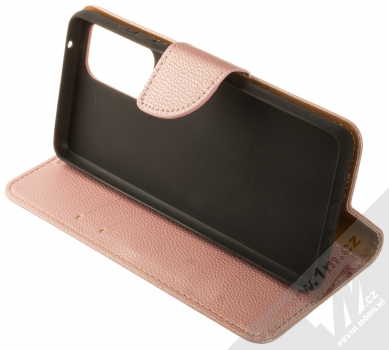 1Mcz Stranding Book flipové pouzdro pro Samsung Galaxy A72, Galaxy A72 5G růžově zlatá (rose gold) stojánek