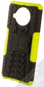 1Mcz Tread Stand odolný ochranný kryt se stojánkem pro Xiaomi Mi 10T Lite 5G limetkově zelená černá (lime green black)