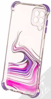 1Mcz Trendy Vodomalba Anti-Shock Skinny TPU ochranný kryt pro Samsung Galaxy A22 průhledná růžová fialová (transparent pink violet) zepředu