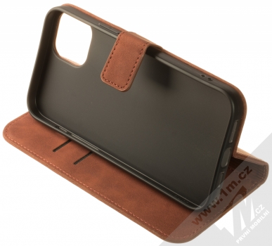 1Mcz Velvet Book flipové pouzdro pro Apple iPhone 14 Plus hnědá (brown) stojánek