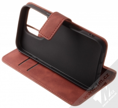 1Mcz Velvet Book flipové pouzdro pro Apple iPhone 16 Pro hnědá (brown) stojánek