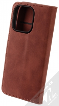 1Mcz Velvet Book flipové pouzdro pro Apple iPhone 16 Pro hnědá (brown) zezadu