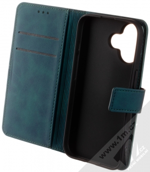 1Mcz Velvet Book flipové pouzdro pro Apple iPhone 16 tmavě zelená (dark green) otevřené