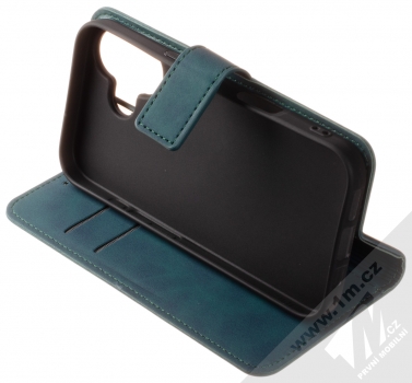 1Mcz Velvet Book flipové pouzdro pro Apple iPhone 16 tmavě zelená (dark green) stojánek