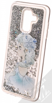 Disney Sand Elsa 010 ochranný kryt s přesýpacím efektem třpytek s motivem pro Samsung Galaxy A6 Plus (2018) průhledná stříbrná (transparent silver) animace 2