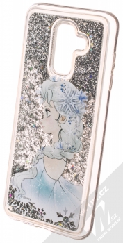 Disney Sand Elsa 010 ochranný kryt s přesýpacím efektem třpytek s motivem pro Samsung Galaxy A6 Plus (2018) průhledná stříbrná (transparent silver) animace 3