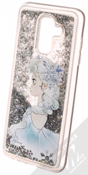 Disney Sand Elsa 010 ochranný kryt s přesýpacím efektem třpytek s motivem pro Samsung Galaxy A6 Plus (2018) průhledná stříbrná (transparent silver) animace 4