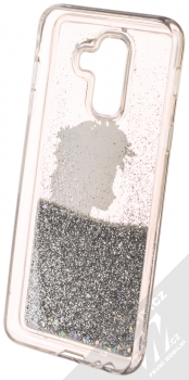 Disney Sand Elsa 010 ochranný kryt s přesýpacím efektem třpytek s motivem pro Samsung Galaxy A6 Plus (2018) průhledná stříbrná (transparent silver) zepředu