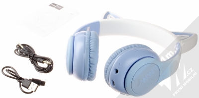 Hoco W42 Cat Ear Bluetooth stereo sluchátka s oušky a světelnými efekty modrá bílá (blue white) balení