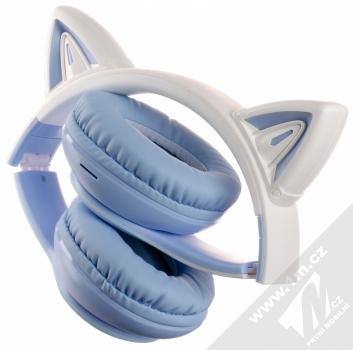 Hoco W42 Cat Ear Bluetooth stereo sluchátka s oušky a světelnými efekty modrá bílá (blue white) složené