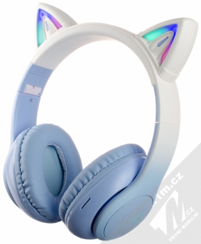 Hoco W42 Cat Ear Bluetooth stereo sluchátka s oušky a světelnými efekty modrá bílá (blue white)