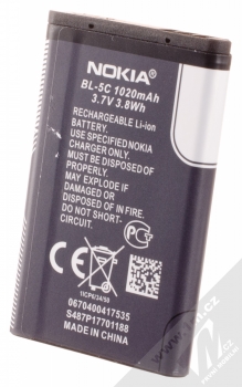 Nokia BL-5C originální Li-Ion baterie 1020 mAh zezadu