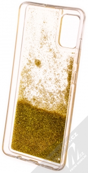 Sligo Liquid Pearl Full ochranný kryt s přesýpacím efektem třpytek pro Samsung Galaxy A51 zlatá (gold) zepředu