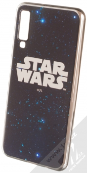 Star Wars Titulní Logo 003 TPU pokovený ochranný silikonový kryt s motivem pro Samsung Galaxy A7 (2018) tmavě modrá stříbrná (dark blue silver)