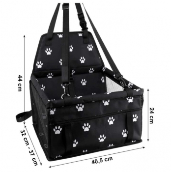 1Mcz Autosedačka, přepravka, nosič pro psy na sedadlo v autě Tlapka 40,5 x 37 x 44 cm černá (black)