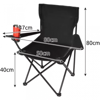 1Mcz Kempingová židle, skládací rybářské křeslo s nosností 100 kg černá (black)