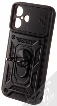 1Mcz Armor CamShield odolný ochranný kryt s držákem na prst pro Apple iPhone 16 černá (black) otevřené a držák