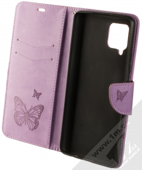 1Mcz Bridges Roj motýlů 1 Book flipové pouzdro pro Samsung Galaxy A42 5G šeříkově fialová (lilac) otevřené