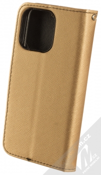 1Mcz Fancy Book flipové pouzdro pro Apple iPhone 13 Pro zlatá černá (gold black) zezadu