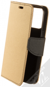 1Mcz Fancy Book flipové pouzdro pro Apple iPhone 13 Pro zlatá černá (gold black)