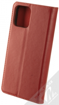 1Mcz Genuine Leather Book flipové pouzdro pro Apple iPhone 12, iPhone 12 Pro červená (red) zezadu