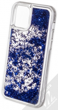 1Mcz Liquid Hexagon Sparkle ochranný kryt s přesýpacím efektem třpytek pro Apple iPhone 12, iPhone 12 Pro modrá (blue) zezadu