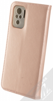 1Mcz Magnetic Book flipové pouzdro pro Xiaomi Redmi Note 10, Redmi Note 10S růžově zlatá (rose gold) zezadu
