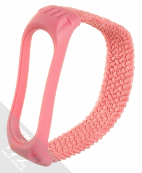 1Mcz Pletený navlékací řemínek délky S pro Xiaomi Mi Band 5, Mi Band 6 růžová (bubblegum pink)