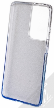 1Mcz Shining Duo TPU třpytivý ochranný kryt pro Samsung Galaxy S21 Ultra stříbrná modrá (silver blue) zepředu