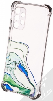 1Mcz Trendy Vodomalba Anti-Shock Skinny TPU ochranný kryt pro Samsung Galaxy A32 průhledná zelená černá (transparent green black)