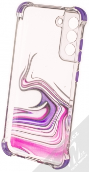 1Mcz Trendy Vodomalba Anti-Shock Skinny TPU ochranný kryt pro Samsung Galaxy S21 FE průhledná růžová fialová (transparent pink violet) zepředu