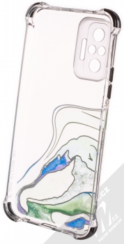 1Mcz Trendy Vodomalba Anti-Shock Skinny TPU ochranný kryt pro Xiaomi Redmi Note 10 Pro, Redmi Note 10 Pro Max průhledná zelená černá (transparent green black) zepředu