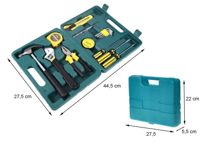 1Mcz Sada 16 ks nářadí v plastovém kufříku zelená (green)