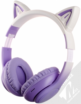 Hoco W42 Cat Ear Bluetooth stereo sluchátka s oušky a světelnými efekty fialová bílá (violet white) maximální náhlavník