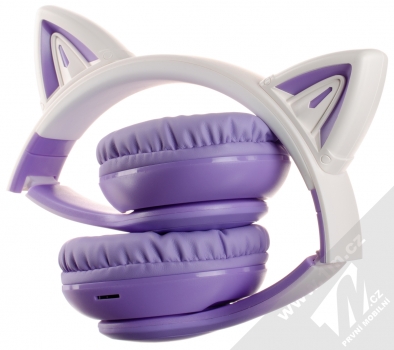 Hoco W42 Cat Ear Bluetooth stereo sluchátka s oušky a světelnými efekty fialová bílá (violet white) složené