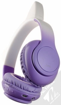 Hoco W42 Cat Ear Bluetooth stereo sluchátka s oušky a světelnými efekty fialová bílá (violet white) zezdola (konektory, tlačítka)