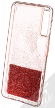 Sligo Liquid Glitter Full ochranný kryt s přesýpacím efektem třpytek pro Samsung Galaxy A7 (2018) červená (red) zepředu