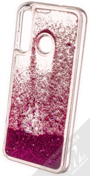 Sligo Liquid Sparkle Full ochranný kryt s přesýpacím efektem třpytek pro Huawei P Smart (2019) sytě růžová (hot pink) zezadu