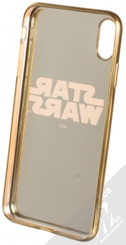 Star Wars Titulní Logo 002 TPU pokovený ochranný silikonový kryt s motivem pro Apple iPhone XS Max černá zlatá (black gold) zepředu