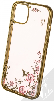 1Mcz Diamond Flower TPU ochranný kryt pro Apple iPhone 13 zlatá (gold)