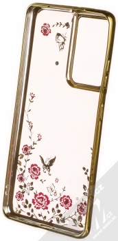 1Mcz Diamond Flower TPU ochranný kryt pro Samsung Galaxy S21 Ultra zlatá (gold) zepředu