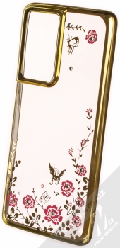 1Mcz Diamond Flower TPU ochranný kryt pro Samsung Galaxy S21 Ultra zlatá (gold)