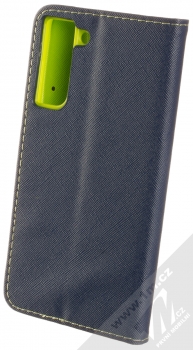 1Mcz Fancy Book flipové pouzdro pro Samsung Galaxy S21 FE modrá limetkově zelená (blue lime) zezadu