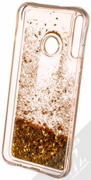 1Mcz Liquid Diamond Sparkle ochranný kryt s přesýpacím efektem třpytek pro Huawei P40 Lite E zlatá (gold) zepředu